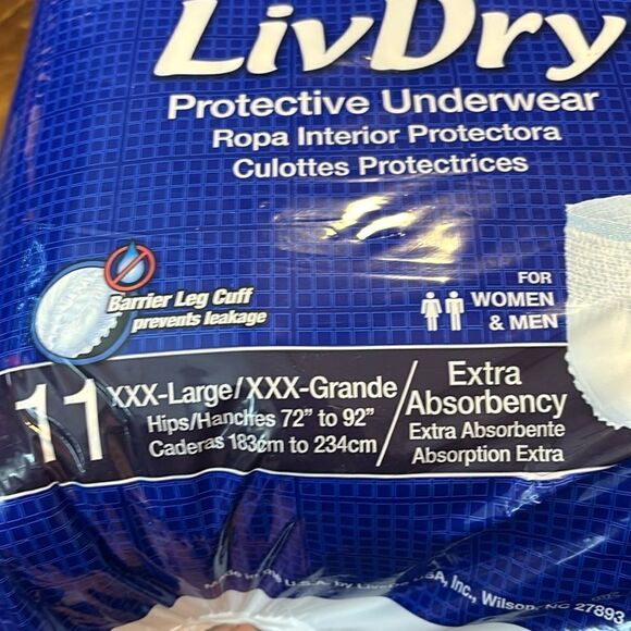 LivDry Adult XXXL Protective Underwear, Adult Diapers, Leak Proof-  11 count - Picture 8 of 8